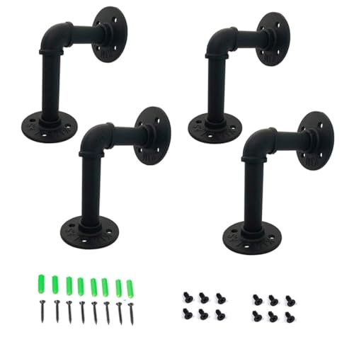 Angoily 2 Stück Teiliges Industrielles Flansch Regalhalter Eisenrohr Wandmontage Schwebende Regalträger Robust für Holzbrett Wanddeko und Aufbewahrung Wohnzimmer Küche von Angoily