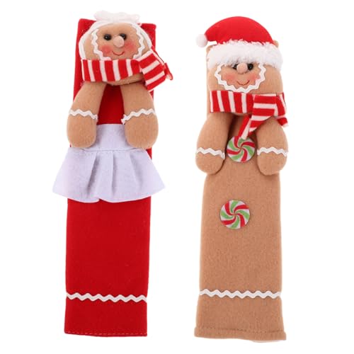 Angoily 2 Stück Weihnachts-gingerbread Kühlschrankgriffschoner aus Waschbarem Stoff Vielseitiger Türgriffschutz für Kühlschrank Geschirrspüler Mikrowelle Festliche Küchenapplikationen von Angoily