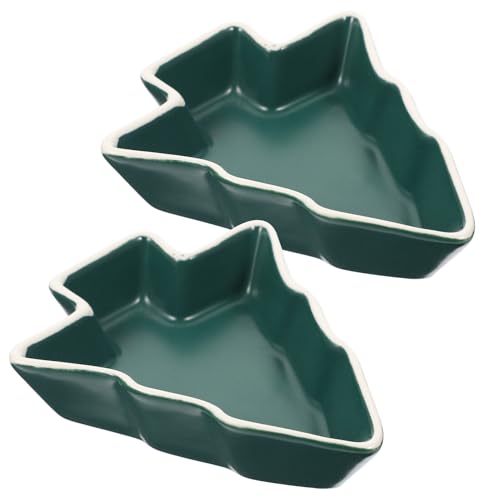Angoily 2 Stück Weihnachtsbaumförmige Teller Aus Keramik Weihnachts-Serviertablett Geschirr Weihnachtssnack Süßigkeiten Vorspeise Servierplatten Kekse Süßigkeitenbehälter Für von Angoily