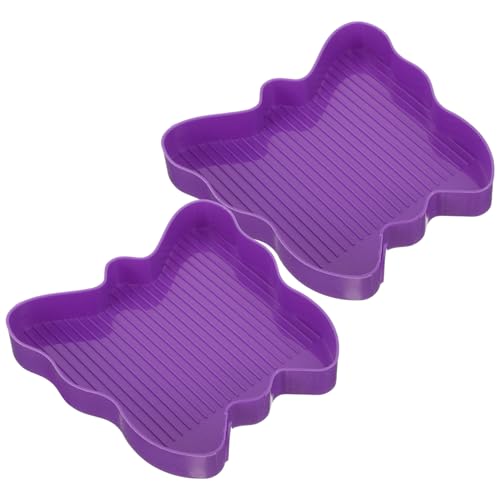 Angoily 2 Stück bastelbedarf schmuckherstellung DIY Diamantbau Diamantbild Schmetterlingstablett Werkzeugablage zum Perlenpunktieren Teller Diamantbrett Strass-Sortierbrett Plastik Violett von Angoily