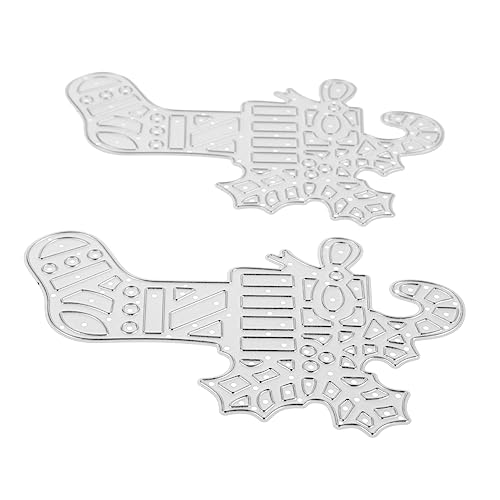 Angoily 2 Stücke Teiliges Weihnachts Stanzschablonen aus Kohlenstoffstahl DIY Prägeschablonen für Papier Karton Scrapbooking Stabile und Langlebige Bastelvorlagen mit Weihnachtsstrumpf von Angoily