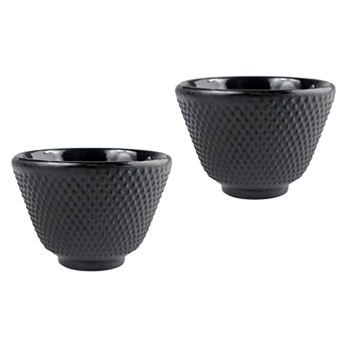 Angoily 2 x japanische Teetassen schwarze Teetassen japanische Gusseisen Teetasse chinesische Kung Fu Teetasse Blüte Teetasse Handwerk Tassen Set von Angoily