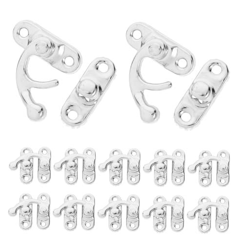 Angoily 20 Stück Antike Hakenverschluss Vintage Stil Hasp Latch Silberfarbener Haken für Schmuckkiste Schrank Werkzeugkiste Koffer und Schublade Robust Vielseitig von Angoily