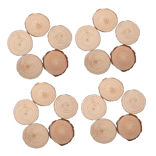 Angoily 20 Stück Natürliche Holzscheiben Rund Ungefertigt mit Rinde Rustikale Holzscheiben für DIY Basteln Malen Untersetzer Hochzeit Tischdeko von Angoily