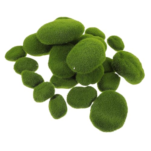 Angoily 20 Stück Teiliges Künstliches Moosstein dekor Realistisch Grün Flockierte Kunststeine in Verschiedenen Langlebig und Leicht für Bonsai Blumentöpfe Aquarien und von Angoily