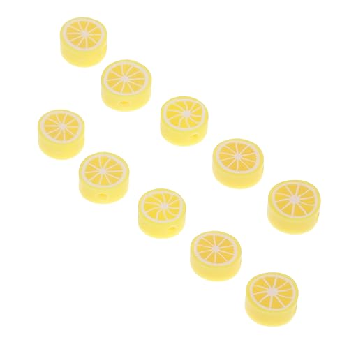 Angoily 200 Stück Geschnittene Tonfrüchte Weiße Tonperlen Rocailles Schmuckherstellung Perlen Ton Set Perlenspinner Goldene Filigrane Verbindungsstücke Charms Bunte Perlen Clip von Angoily