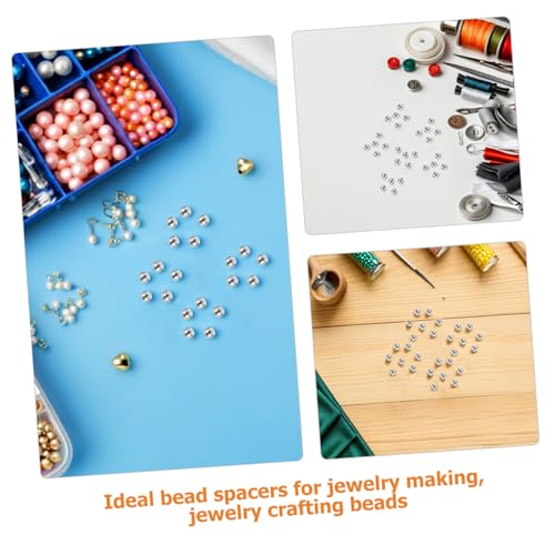 Angoily 200 Stück Silberplattierte Kupfer Abstandsperlen Rund Glatt Langlebig für DIY Schmuck Armbänder Halsketten Kreative Bastelprojekte von Angoily