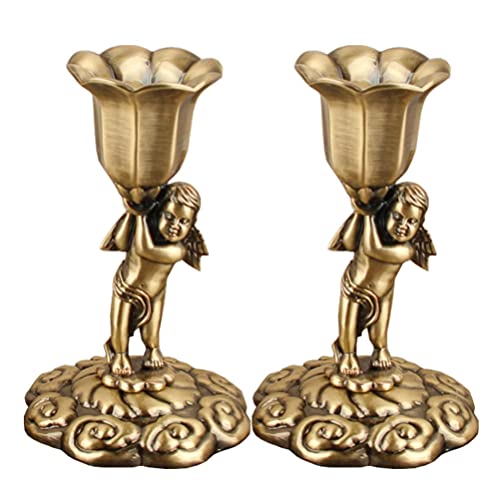 Angoily 2PCS Gold Kerzenhalter für Säule Kerzen Vintage Leuchter Halter Europäischen Stil Antike Weihnachten Engel Kerzenhalter für Tafelaufsatz Hochzeit Einzugsgeschenk von Angoily