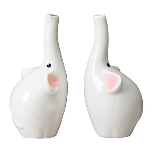 Angoily 2Pcs Keramik Paar Elefanten Vase Dekorative Blume Vase Elegante Wohnzimmer für Tabellen Mittelstücke Dekorative von Angoily