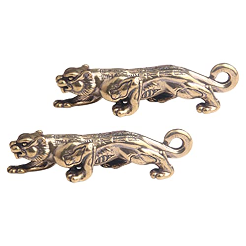 Angoily 2Pcs Messing Tiger Figurine Chinesischen Feng Shui Messing Mini Tiger Decor Statue Briefbeschwerer Chinesische Sternzeichen Tier Skulptur Glück Gott Beast Statue Home von Angoily