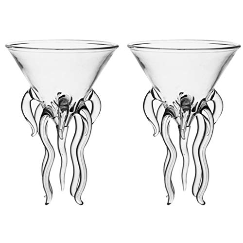 Angoily -Trinkgeschirr Einzigartiges Weingläser-Set 2ST Octopus Martini Cocktailglas Trinkgefäße Martini Klarglas Cup Bar Becher Margarita-Glasbecher Weinglas von Angoily