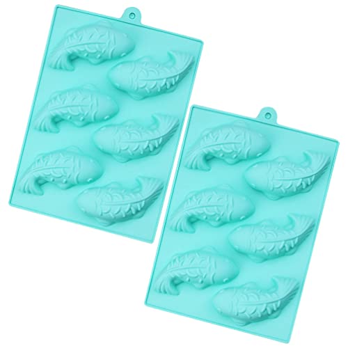 Angoily 2st Fisch-Reis-Kuchen-Form Silikon Backform Fisch Schokolade Karpfenfische Zuckerform Silikonseifenkerzenform Puddingform Karpfenfischzucker Brot Kieselgel Handbuch 3D Kekse Backen von Angoily