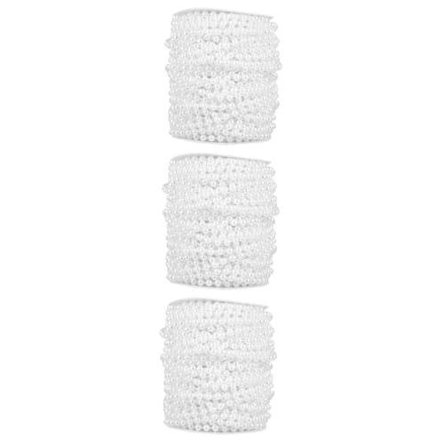 Angoily 3 Rollen Perlenkette Perlen Strang Faux Pearl Beads Strand für Hochzeit Deko Diy Schmuckbasteln Gardinen Vorhänge Handwerk von Angoily