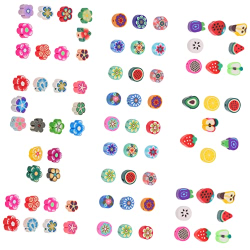 Angoily 3 Sätze Mischfarben Cartoon Polymer Clay Perlen für Diy Schmuck Blume Obst für Armbänder und Bastelprojekte von Angoily