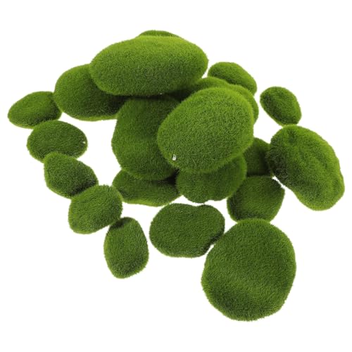 Angoily 3 Sätze Simulierte Steingrüne Pflanzenwand Ball Moos Terrarium Dekorative Bälle Drinnen Bonsai-Stein- Gartenzubehördekor Künstliche Pflanzenkugel Plastik 20 Stück * 3 von Angoily