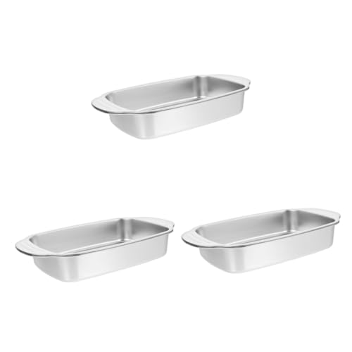 Angoily 3 Stück Backgeschirr grill roasting rack le cruisette pfannen baking dish baking pan Keksformen zum Backen Tabletts Ofen Zinn rostfreies Tablett Nudelplatten 201 Edelstahl Silver von Angoily