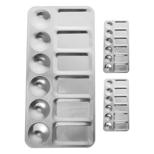 Angoily 3 Stück Metall Farbmischpalette Rechteckig Vertiefungen Wiederverwendbar für Öl Künstler Malpalette Präzise Modellmalerei Zubehör von Angoily