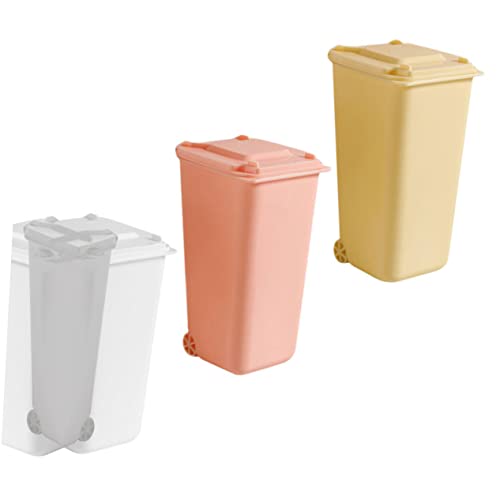 Angoily 3 Stück Stifthalter Müll kann Mikro Tabletop Abfallkorb Mülleimer mit Deckel einfach montiert rechteckig kleiner Schreibtisch-Mülleimer Schreibtisch Mülleimer kleine Abfalldose pp von Angoily