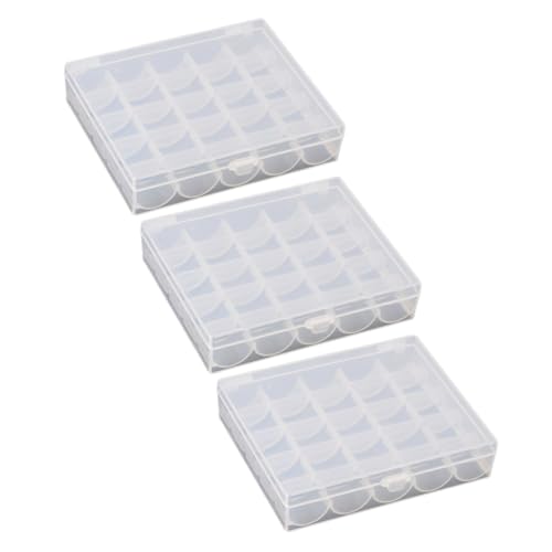 Angoily 3 Stück Transparente Aufbewahrungsbox mit Fächern Leerer Nähmaschinen spulen Organizer Leichter Bastelkasten zur Sicheren Aufbewahrung und Einfachem Transport Kleiner Zubehörteile von Angoily