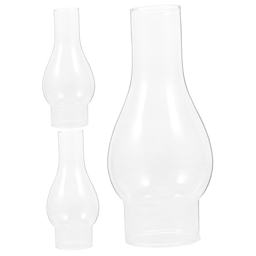 Angoily 3 Stück Winddichter Öllampenglas Ersatz Schornstein Klarer Lampenschirm aus Langlebigem Glas Passend für Petroleumlampe Vielseitig für Camping Outdoor und Notbeleuchtung von Angoily