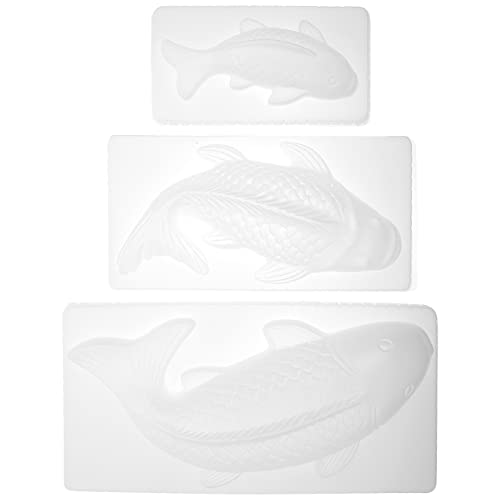 Angoily 3 Stücke Fisch Karpfen Förmige Formen 3D Backen Form Kuchenform Dose Geburtstag Kuchen Pan Dessert Mold Nichtstick DIY Geleeform für Hause Küche DIY Backformen Werkzeuge Weiß von Angoily