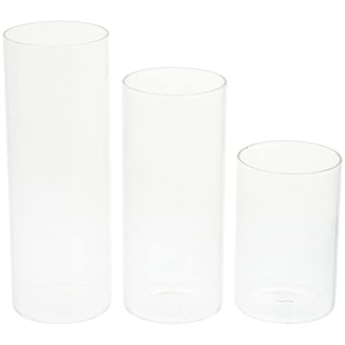 Angoily 3 x Zylindervasen aus Glas, zylinderförmige Vasen aus transparentem Glas, für Tischaufsätze, Uragan-Kerzenhalter aus Glas, für Stumpenkerzen, schwimmende Vase, zur Dekoration von von Angoily