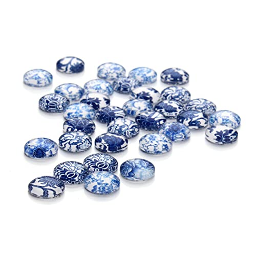 Angoily 30 Stück Blau Weiße Muster Patches Flachboden Schmuckstein Patches DIY Schmuckzubehör für Armbänder und Angoily 30 Stück Blau Weiße Muster Patches Flachboden Schmuckstein Patches DIY Schmuckzubehör für Armbänder und von Angoily