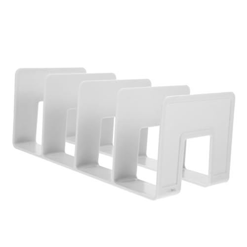 Angoily 4 Buchstützen Buchhalterregal Schreibtisch-Referenzorganisator Schreibtisch-Organizer Buchdekor Kunst bookend buchstützer Desktop-Buch endet praktischer Buch-Organizer Plastik Weiß von Angoily