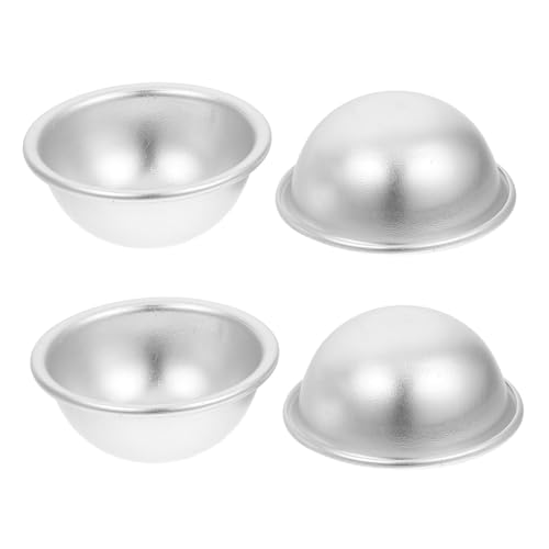 Angoily 4 STÜCKE Aluminium Halbkugel Backformen Vielseitige Formen für DIY Badebomben und Desserts Leicht zu Handhaben für Küche und Bastelprojekte von Angoily