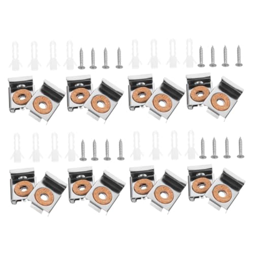 Angoily 4 Sätze Spiegelhalter Clips aus Edelstahl für Glas und Spiegel Stabile Verstellbare Glasbefestigung mit Schrauben Einfache Montage Elegantes Design für Rahmenlose Wandspiegel von Angoily