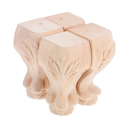 Angoily 4 Stück Geschnitzte Möbelbeine aus Massivem Holz Stabile Ersatzfüße für Tv Schrank Sofa Kommode Kunstvoll Gestaltete Holzbeine für Stilvolle Möbelaufwertung von Angoily
