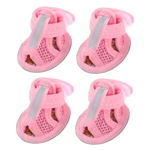 Angoily 4 Stück Hundesandale Haustierschuhe Hundestiefel Klein Rosa Hundeschuhe Hundeturnschuhe Sommerliche Hundestiefel Mesh-hundeschuhe Hundeschuhe Für Den Winter Atmungsaktiv Schutz von Angoily