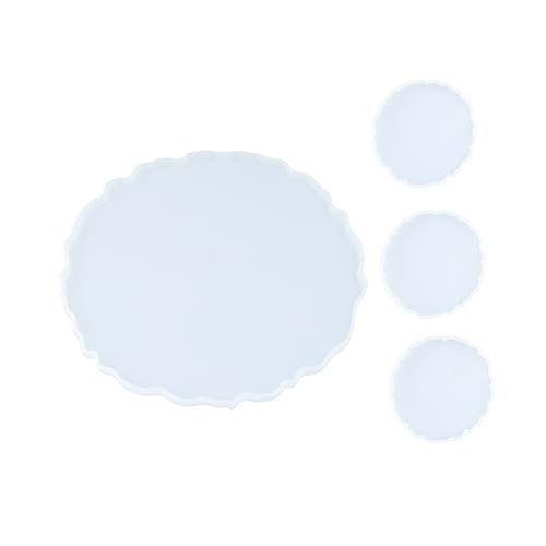 Angoily 4 Stück Kristall-Epoxy-Form Untersetzer Herstellung tropfen Lagerplattenform Silikonguss-Epoxy-Form Gießform für Ornamente silikonform selber machen Kieselgel Weiß von Angoily