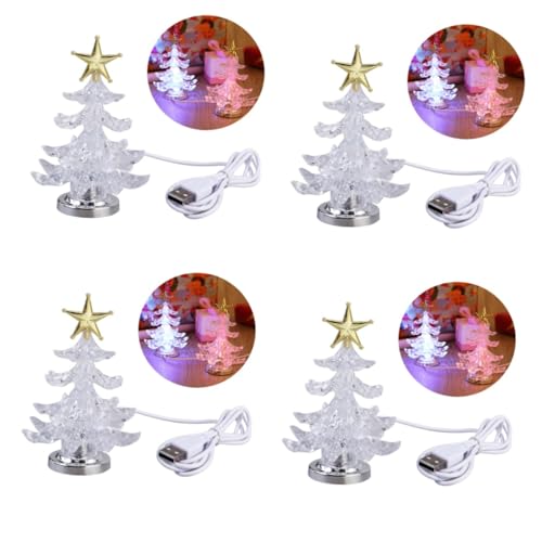Angoily 4 Stück LED-Nachtlicht führte Weihnachten Winterdekoration rgb lichter color changing Kaminsimsdekorationen Weihnachtssto neben Lichtern geführte Weihnachtsbeleuchtung Mini Rechner von Angoily