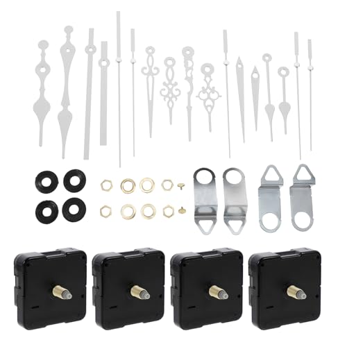 Angoily Quarz Uhrwerk 4 Stück Quarz-Uhrwerksmechanismen Nicht Tickender Leiser Uhrmechanismus Mit 16 Uhrzeigern Set Für Uhrenreparatur DIY-Ersatz (Weiß) von Angoily