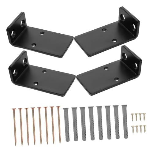 Angoily 4 Stück Schwarze Regalhalterung Schwerlast Dreieck Wandhalter Unsichtbar für Holzregale Stabil und Deformierungsfest Einfach zu Montieren von Angoily