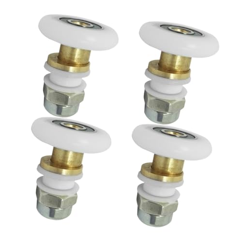 Angoily 4 Stück Teiliges Badezimmer Türrollen für Duschtüren Langlebige Ersatzlaufrollen mit Stabilem Kugelgelenk Geräuscharmes Gleiten Geeignet für Glas Schiebetüren und Duschkabinen von Angoily