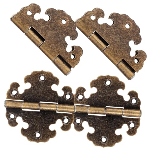 Angoily 4 Stück Teiliges Metall Scharniere im Retro Stil Zinklegierung Rostfrei Geräuschlos und Langlebig für Schranktüren Holzkisten und Möbel Sanfte Schließfunktion Einfache Montage von Angoily