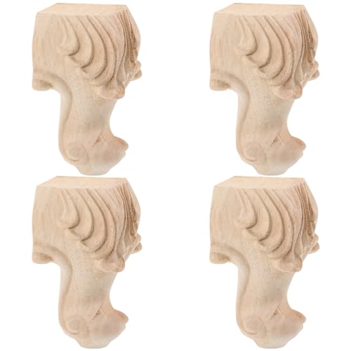 Angoily 4 Stück Vintage Möbelfüße Aus Holz Dekorative Tischfüße Geprägte Sofabeine Stabil Und Installieren Geeignet Für Schränke Und Sofas 10cm Hoch von Angoily