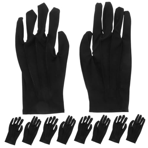 Angoily 5 Paare Schwarze Arbeitshandschuhe Herren Unisex Atmungsaktive Leichte Nylonhandschuhe für Kunst und Schmuckhandling Ergonomisch Rutschfest für Uhreninspektion und von Angoily