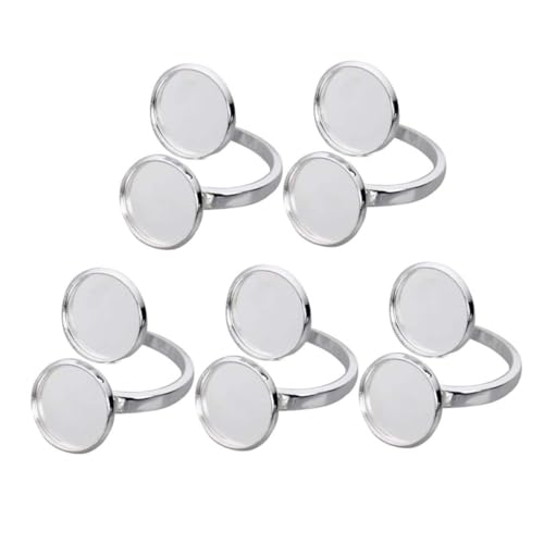 Angoily 5 Stück Einstellbare Edelstahl Ringbasis Silberfarbene Ringhalter für DIY Schmuckherstellung Verstellbare Fingerring Rohlinge mit Flachem Tablett zum Basteln Individueller Ringe Angoily 5 Stück Einstellbare Edelstahl Ringbasis Silberfarbene Ringhalter für DIY Schmuckherstellung Verstellbare Fingerring Rohlinge mit Flachem Tablett zum Basteln Individueller Ringe von Angoily