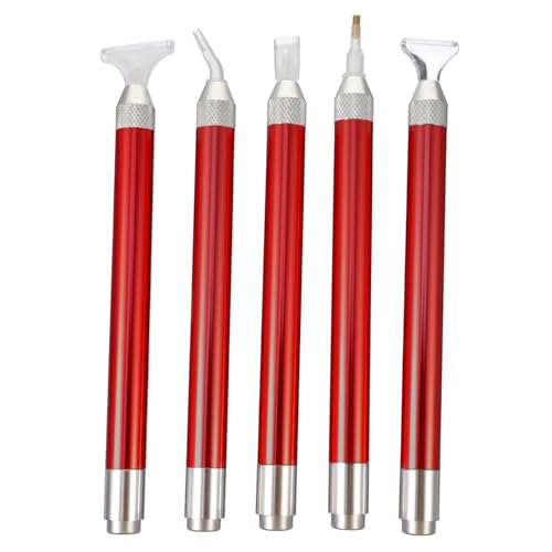 Angoily 5 Stück Point Luminous Stift -Punktierstift Werkzeug zum Selbermachen Kreuzstich-Punktierstift -Zeichenstifte DIY- -Stickwerkzeuge Plastik rot von Angoily