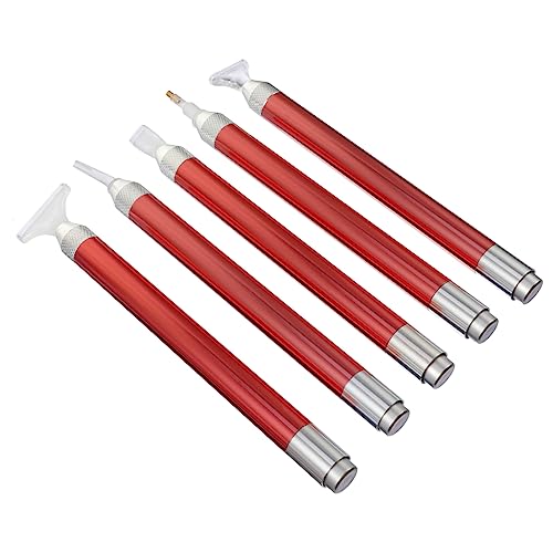 Angoily 5 Stück Point Luminous Stift Werkzeug zum Selbermachen -Punktierstift Kreuzstich-Punktierstift Stickwerkzeug -Zeichenstift leuchtender Stift Metall rot von Angoily