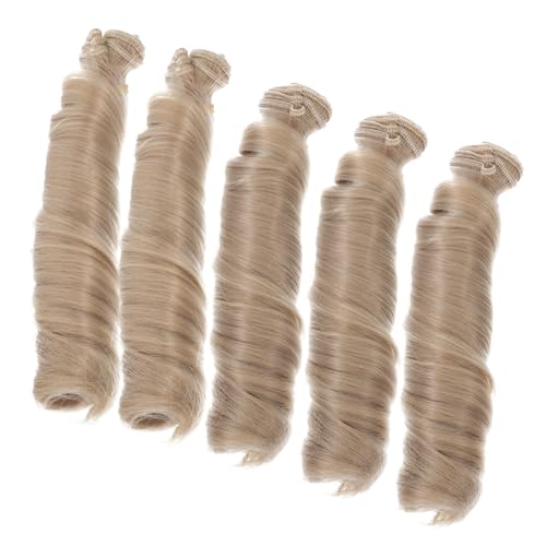 Angoily 5 Stück Puppe DIY Haare Puppenherstellung farbig Erweiterungen Synthetische Puppenhaare Häkelpuppe DIY Styling Verlängerung Schuss Werkzeug Puppenperücken Puppe mit gerader Perücke von Angoily