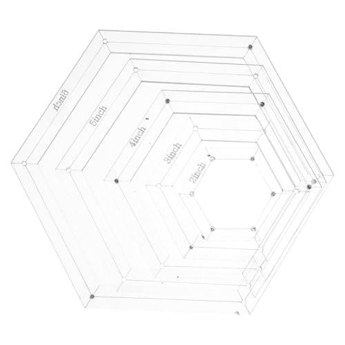 Angoily 5 Stück Teiliges Hexagon Quilting Template mit Präzise Patchwork Lineale aus Acryl Vielseitige DIY Quilt Schablonen für Nähen Quilten und Handarbeitsprojekte von Angoily