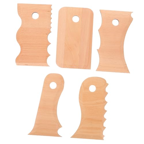 Angoily 5 Stück Töpferwerkzeug-Set Töpferscheibe Tontopf Ton Formen Lufttrockener Ton Knetmasse Ofen Backen Ton Luft Trockene Tonwerkzeuge Ton-Kits Luft Ton Modelliermasse Holz Beige von Angoily