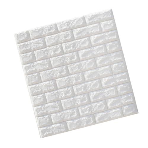 Angoily 5 Stück Wandsticker Weiß Selbstklebend Xpe Schaumstoff Stoßfest Tapete Steinoptik für Wohnzimmer Schlafzimmer DIY Wanddekoration von Angoily