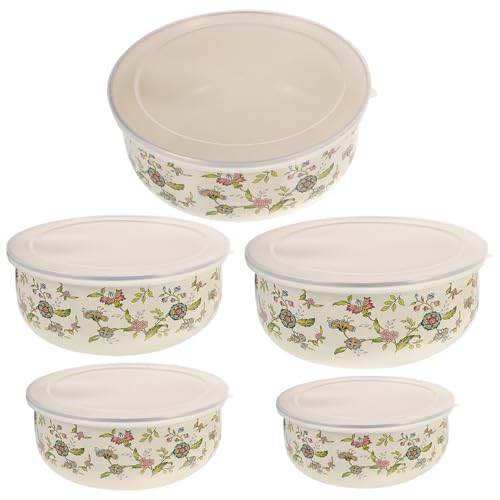 Angoily Emaille Schüssel Set Mit Deckel: 5 Stück Emaille Schüssel Rührschüsseln Für Die Küche Süßigkeiten Obstsalat Salaten Reis Angoily Emaille Schüssel Set Mit Deckel: 5 Stück Emaille Schüssel Rührschüsseln Für Die Küche Süßigkeiten Obstsalat Salaten Reis von Angoily