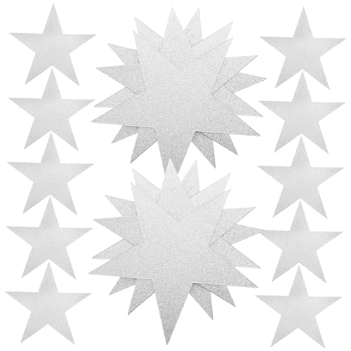 Angoily 50 Blatt Doppelseitige Silberne Stern Papier Ausschnitte mit Glitzereffekt Bastelpapier für DIY Dekorationen Wandkunst Pinnwand und Partydeko Geeignet für Kreative Bastelarbeiten von Angoily