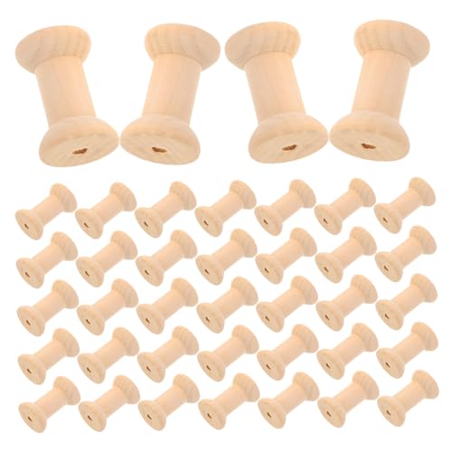 Angoily 50 Stück Holz Spulen für Basteln Natürliche Vintage Fädenhalter Nachhaltige Holz Deko Leere Garnspulen für DIY Textil und Drahtprojekte von Angoily
